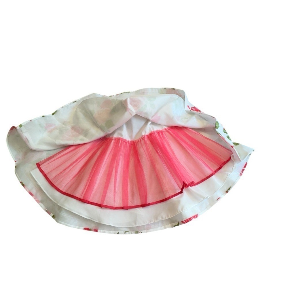 Sherri Hill 50563 Pink Rose Floral Fit Flare Skirt White Designer Size 0 Bridal - Picture 11 of 16
